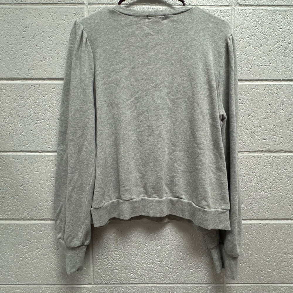 Z Supply Gray Puff Sleeve Sweatshirt Size‎ Women’s Large Soft Cotton Pullover - Picture 5 of 5